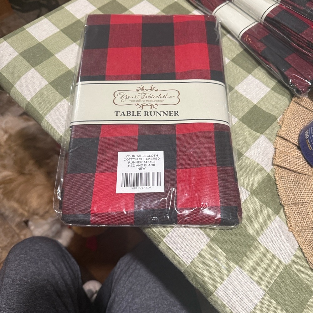 Red and Black Plaid Table Runner